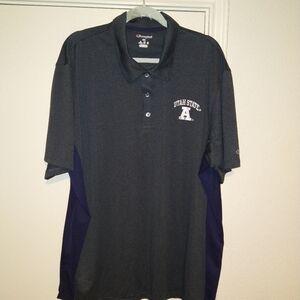Champion Utah State Aggies NCAA Short Sleeve Polo Shirt Men's sz 2XL.